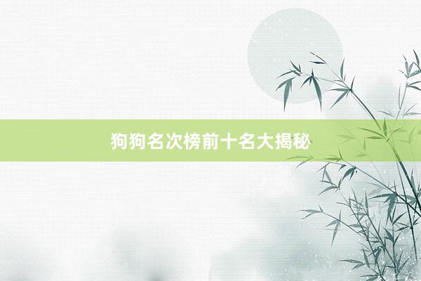 狗狗名次榜前十名大揭秘